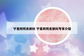 寧夏附院皮膚科 寧夏附院皮膚科專家介紹