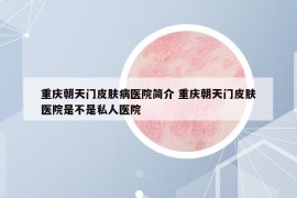 重慶朝天門皮膚病醫(yī)院簡介 重慶朝天門皮膚醫(yī)院是不是私人醫(yī)院
