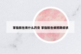 掌指膿包用什么藥膏 掌指膿包病初期癥狀
