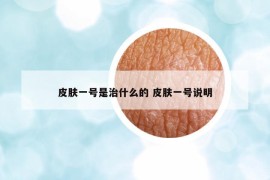 皮膚一號(hào)是治什么的 皮膚一號(hào)說明